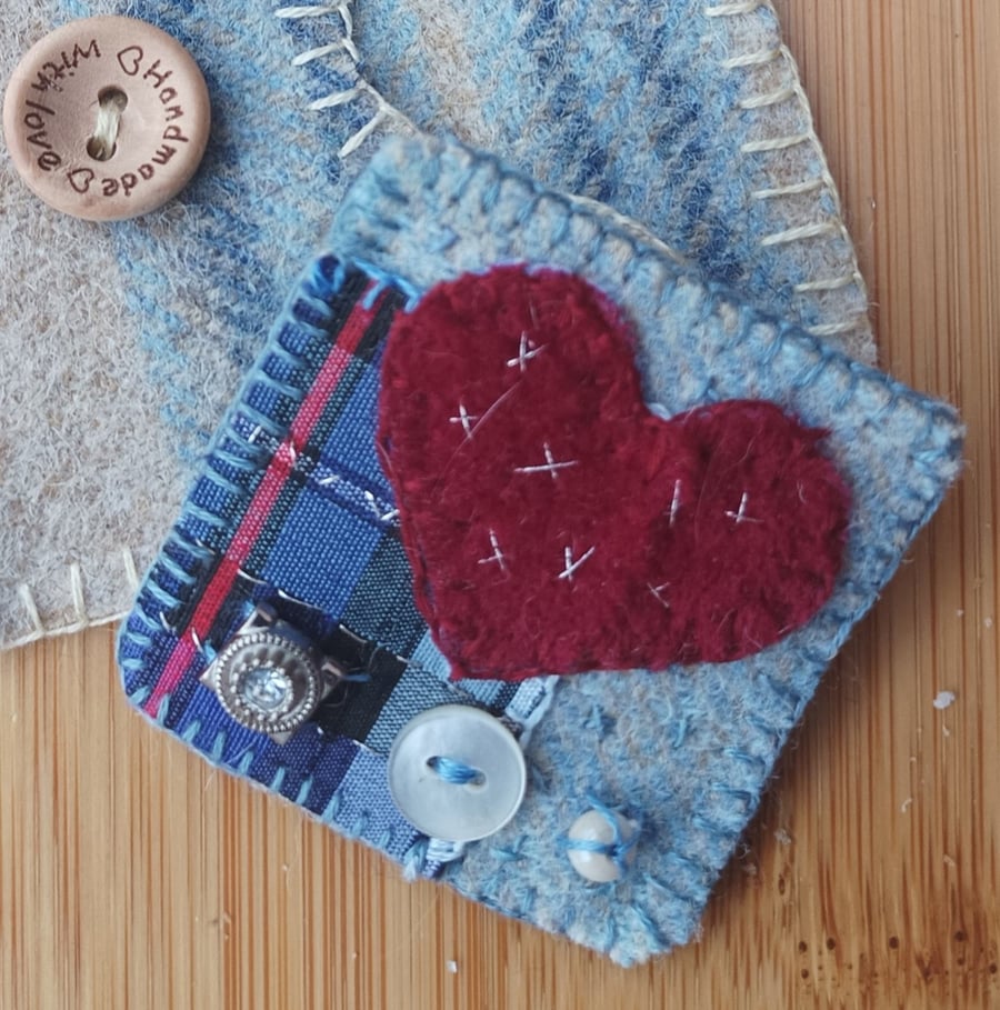 Heart brooch eco Valentine gift