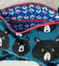 Handmade blue cotton canvas fully lined messenger bag  in fun teddy design - Image 4