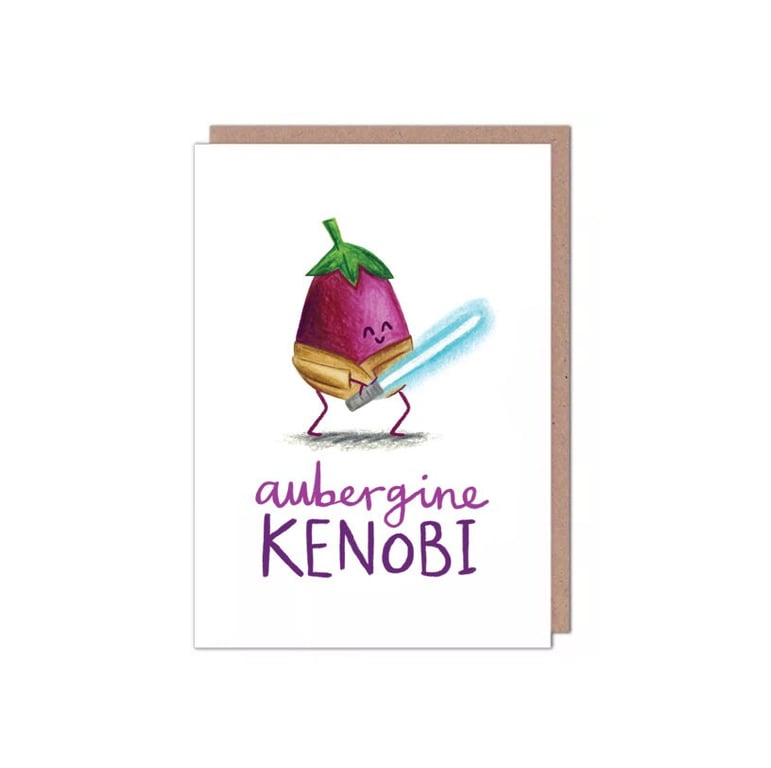 Aubergine Obi-Wan Kenobi Birthday Card