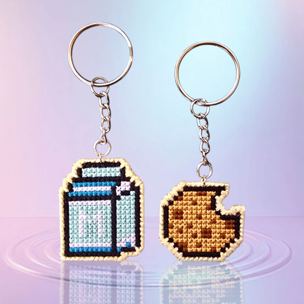 Milk and Cookie Matching Handmade Keyring Accessories 