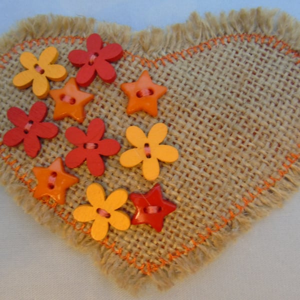 Fabric Brooch - Flower Buttons Heart