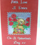 Valentine's card  (Bear & roses) With Love & Kisses on St Valentines Day xx - Image 3