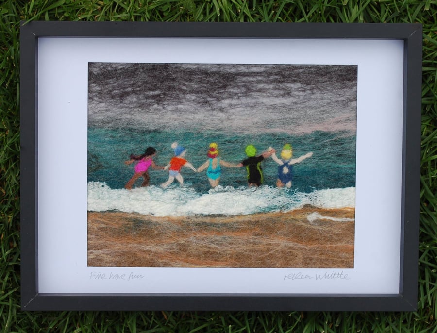 Five have Fun- original felted art