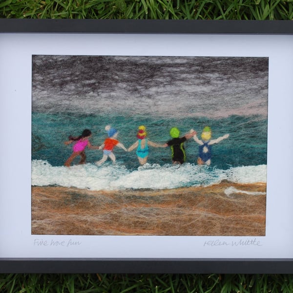 Five have Fun- original felted art