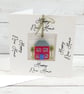 Happy New Home Card with Fused Glass Keepsake; Fun Fused Glass House