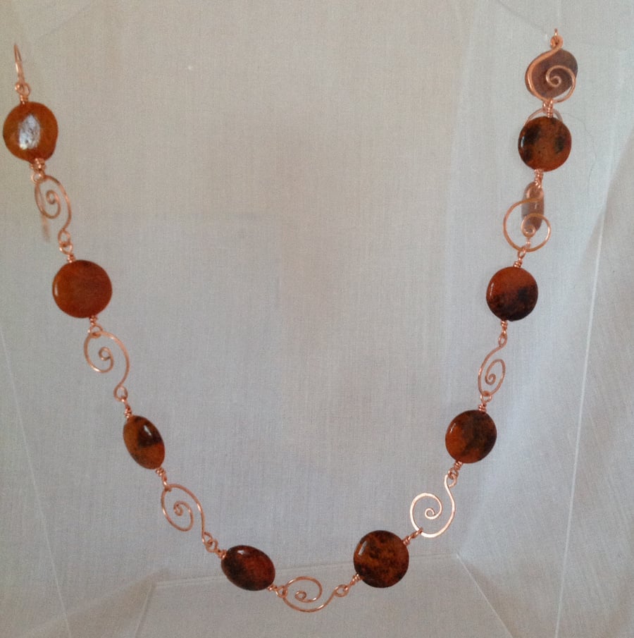 Copper and jasper necklace