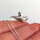 Solid Sterling Silver tiny realistic orca pendant.