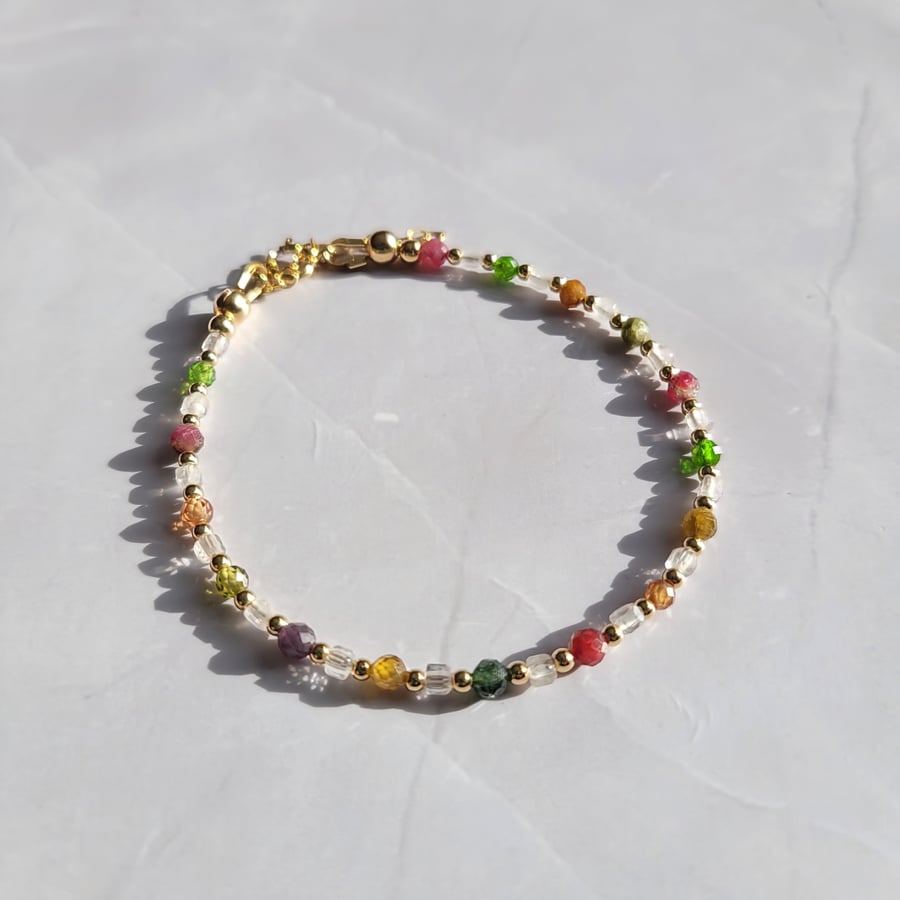 Autumn Mixed Gemstone Bracelet 14kt Gold Filled