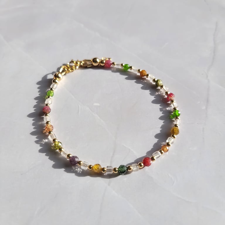 Autumn Mixed Gemstone Bracelet 14kt Gold Filled