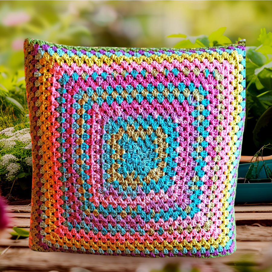 crochet granny square cushion cover 45 cm x 45 cm