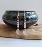 Pink Glass Cat's Eye & Copper Earrings with Pink Glass Leaves Jewellery Jewelry - Image 6