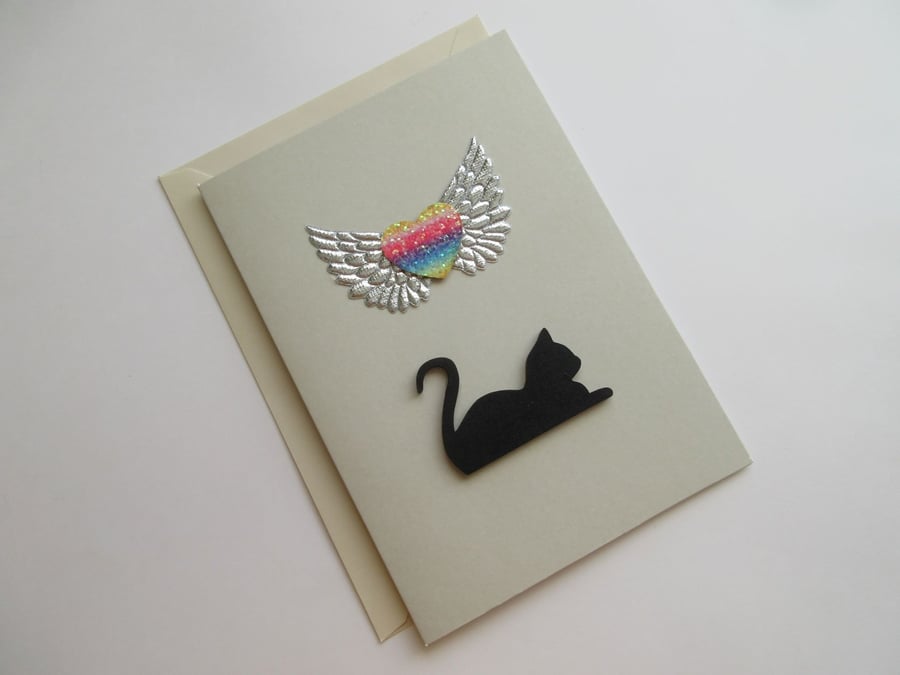 Cat Pet Loss Sympathy Condolences Greetings Card Rainbow Bridge
