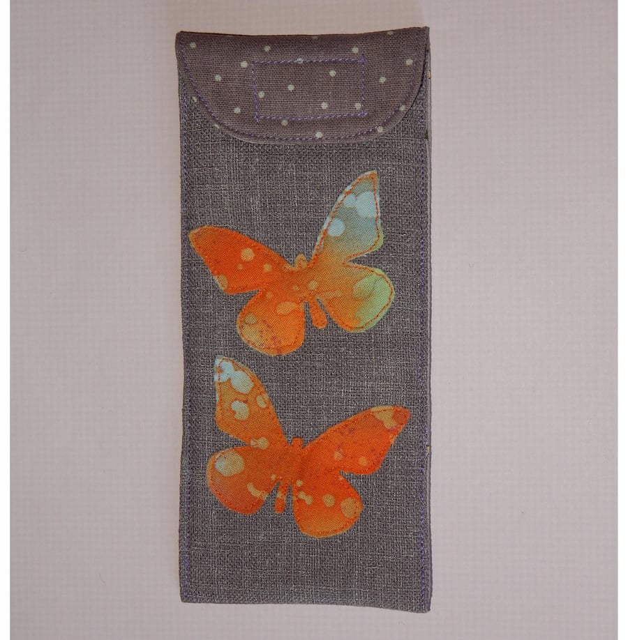 Glasses case - lilac with butterflies