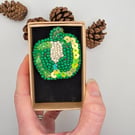 Green bell pepper beaded brooch