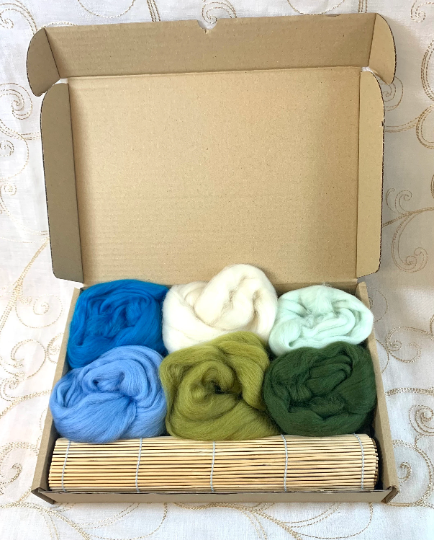 Felt Making Kit Gift Craft Supplies Greens with Illustrated Instructions