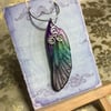 Purple and Green Triskelion Sterling Silver Fairy Wing Necklace