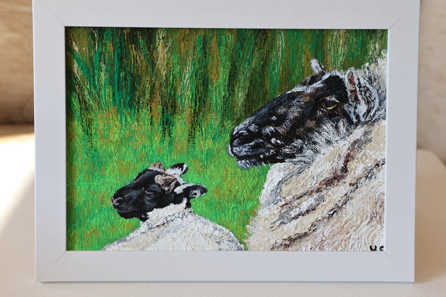 Fermanagh Sheep and Lamb Painting