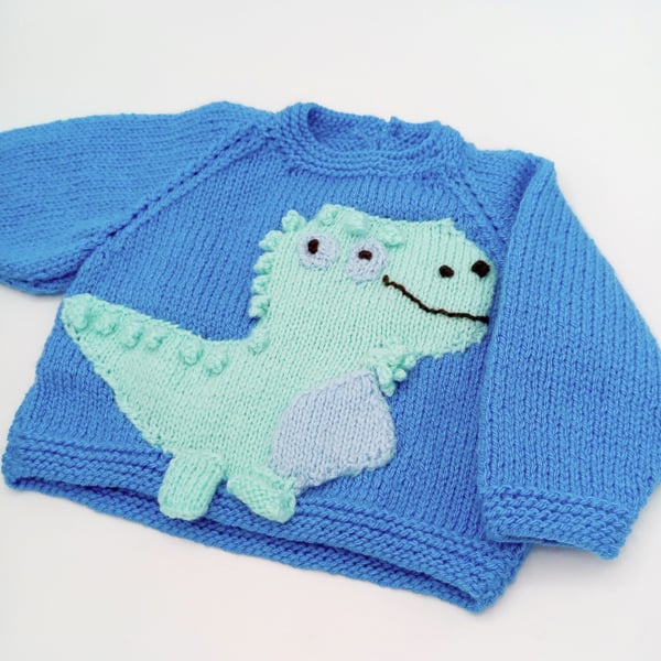 Novelty Round Neck Jumper with Dinosaur Motif for Babies and Small Children