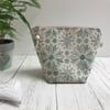 Hand Printed Linen Wash Bag, Toiletry Bag, Accessory Bag