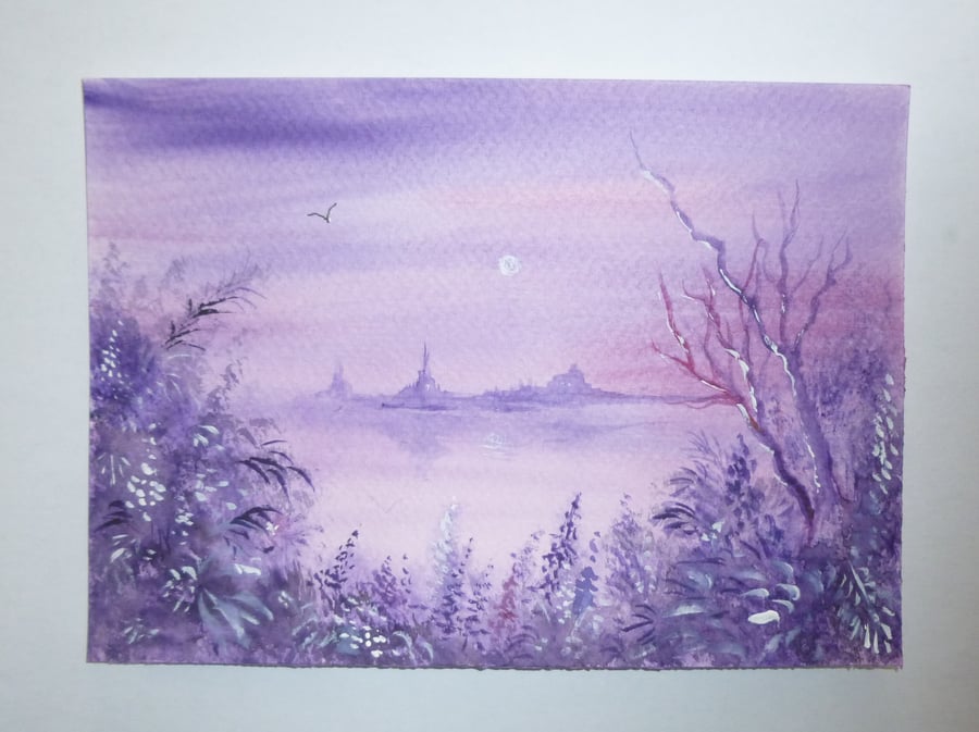 original watercolour art painting landscape fantasy ( ref  FA 459 B1 )