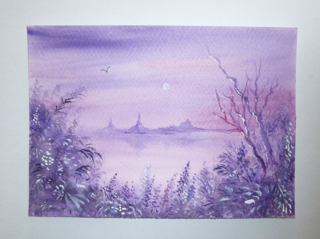 original watercolour art painting landscape fantasy ( ref  FA 459 B1 )