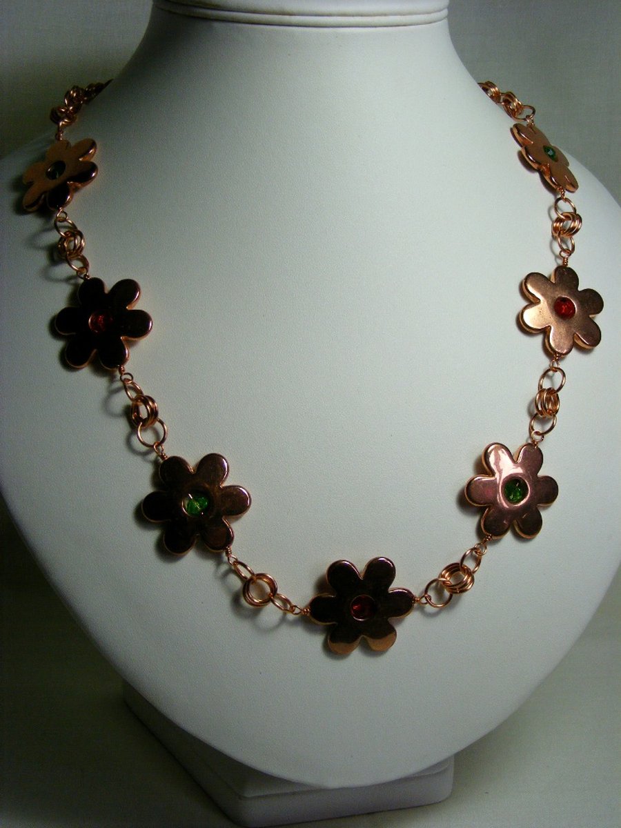 Copper Daisy Chain Maille Necklace