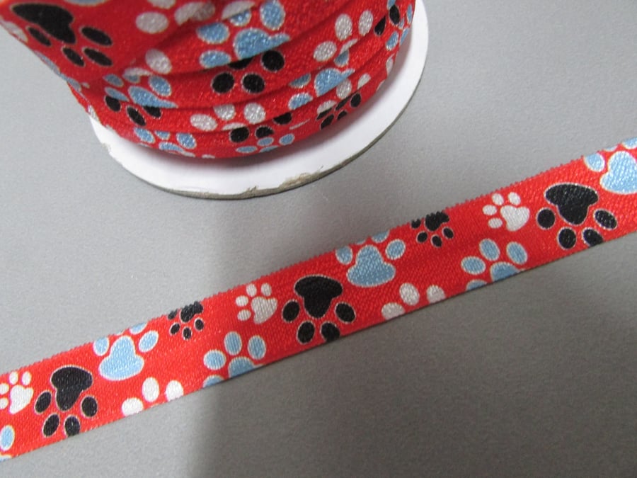 Dog Paw Fold Over Elastic x 1 metre