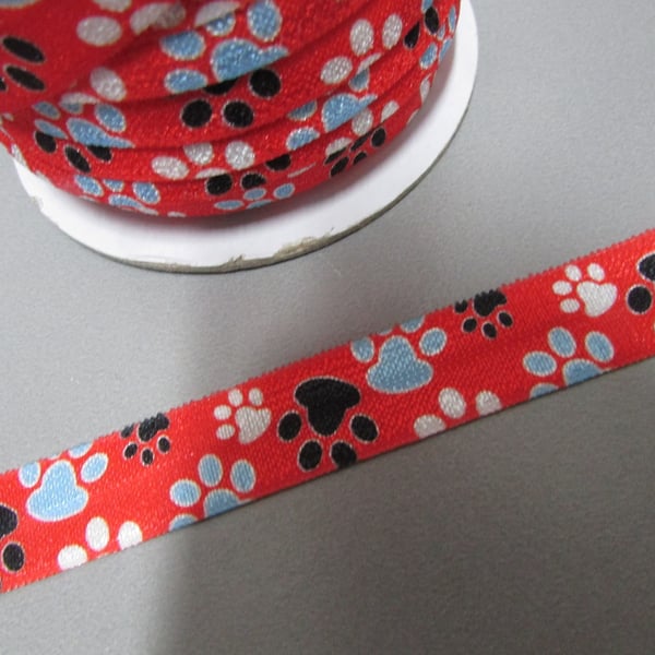 Dog Paw Fold Over Elastic x 1 metre