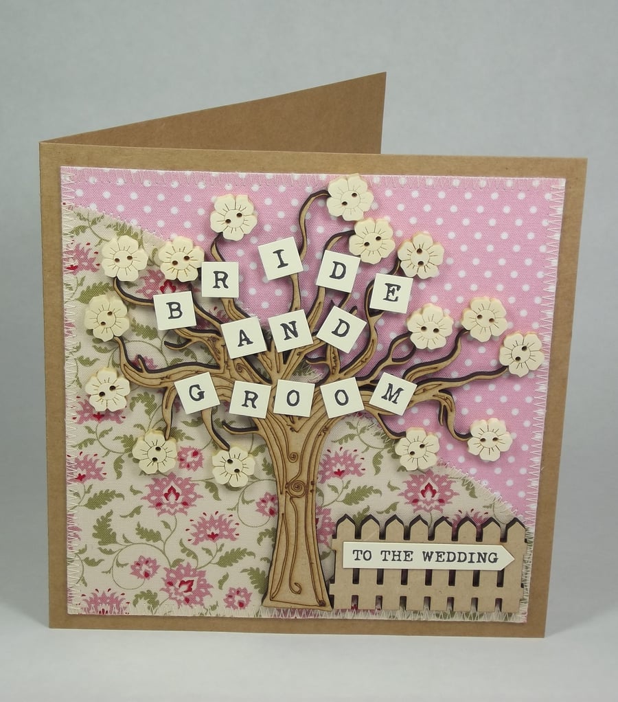 Bride And Groom Wedding Day Fabric Card - Folksy
