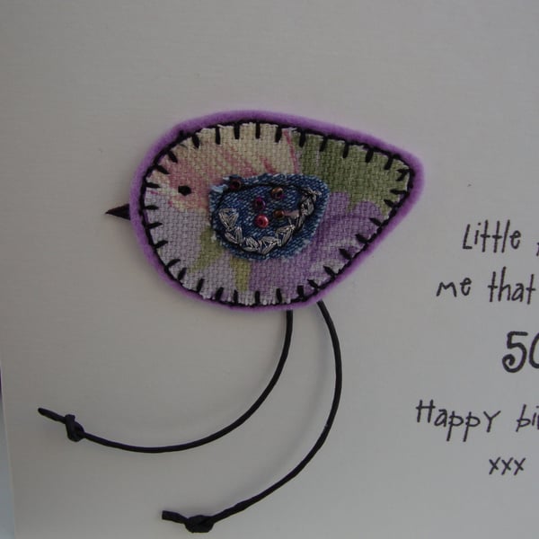 little bird birthday card 50