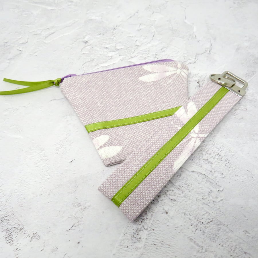 Lilac coin purse and key fob. Reduced