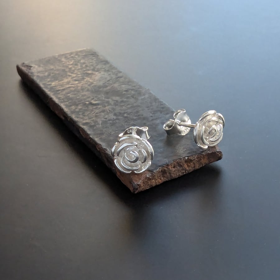 Sterling Silver Rose stud earrings