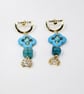 Boho handmade Coastal Marocan Blue Agate & Faux Turqoise drop earrings - Image 2