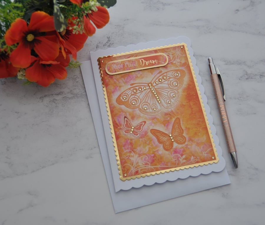 Butterfly Card Dream a Little Dream Birthday Any Occasion 3D Luxury Handmade