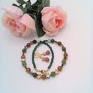 Dyed Jade Shell Stars and Seed Bead Necklace & Earrings, Gift for Her, Mother