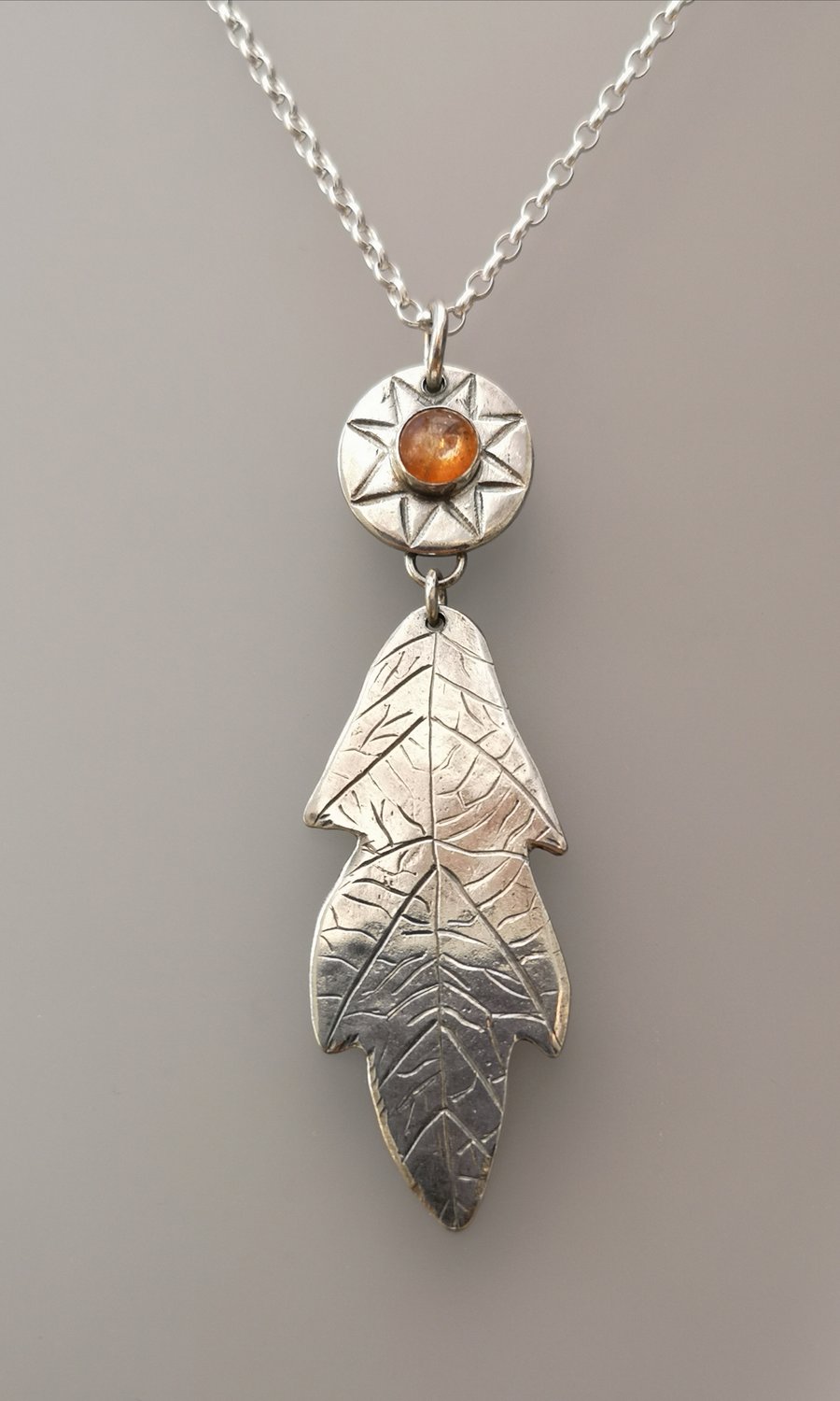 Oak Leaf Pendant with Sunstone