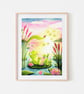 Summer Frog illustration - Childrens Wall Art - A4 art print