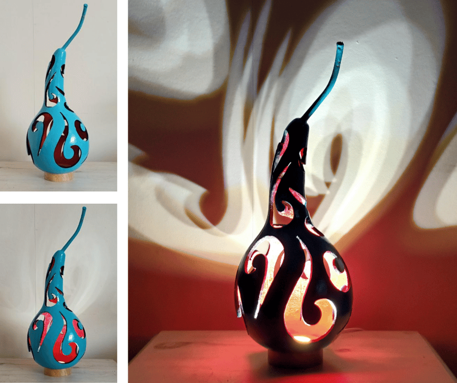 Blue Swirl Gourd Lamp