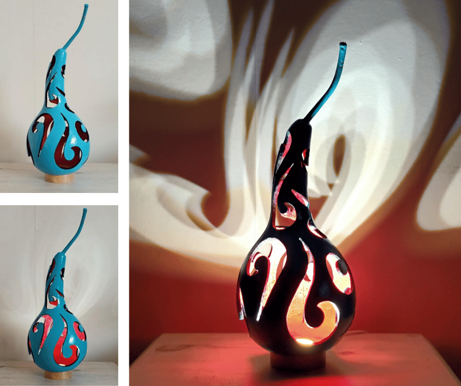 Blue Swirl Gourd Lamp