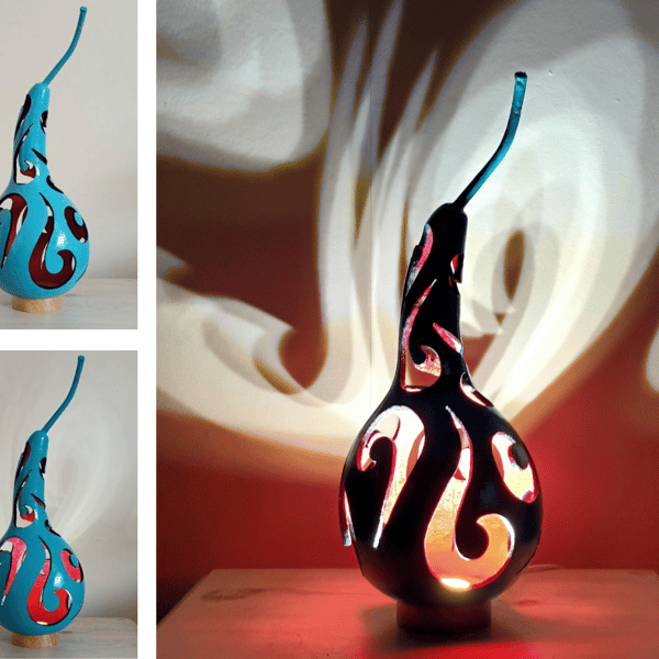Blue Swirl Gourd Lamp