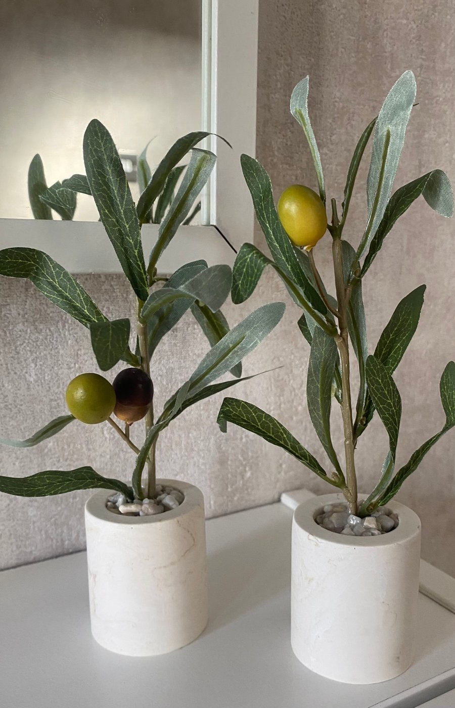 Pair of small faux olive plants (incl. FREE UK postage)