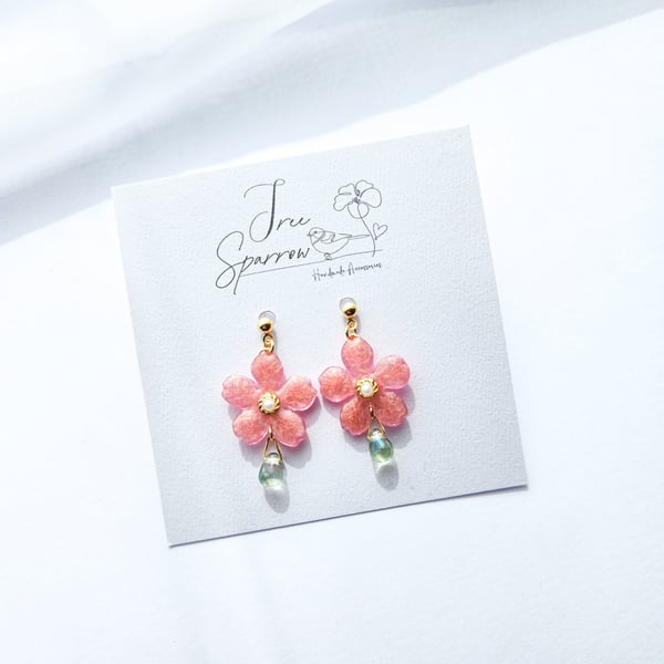 Sakura Flower Earrings, Spring Floral Earrings