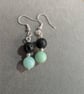 Black Lava & Amazonite bracelet and matching earrings  - Image 4