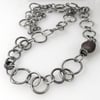 Oxidised Sterling silver handmade chain necklace with raw ruby feature