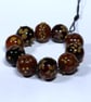 Handmade brown and amber lamp work glass beads - Image 2