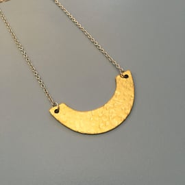 Brass Crescent Necklace, brass jewellery, geometric necklace