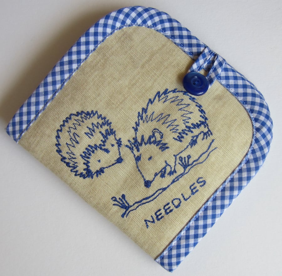 Embroidered Hedgehogs Needle Case