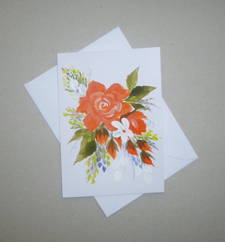 original art hand painted blank greetings card ( ref F 781 C5 )