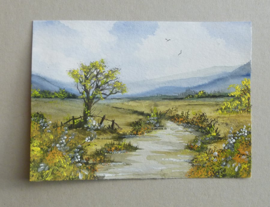 original art landscape watercolour painting  ( ref F 789 D1 )