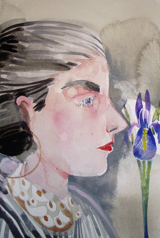 Iris original watercolour painting
